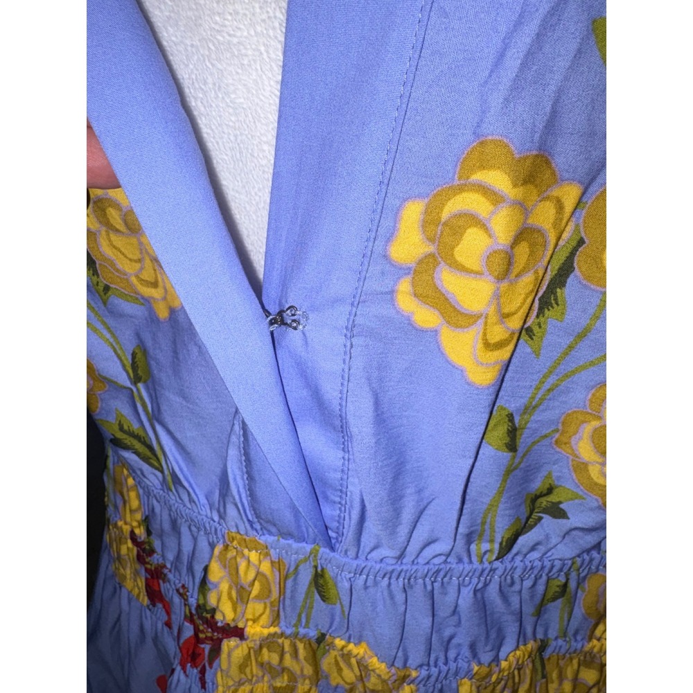 Anthropologie Somerset Maxi Dress Blue Floral Smocked Tiered Cotton XL New - Picture 4 of 9